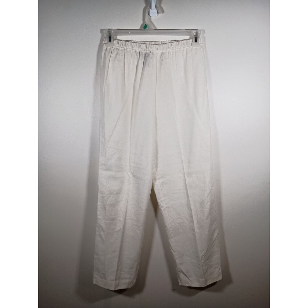 Jessica Holbrook Easycare White Linen Blend Rayon Lagenlook Pants Size Small